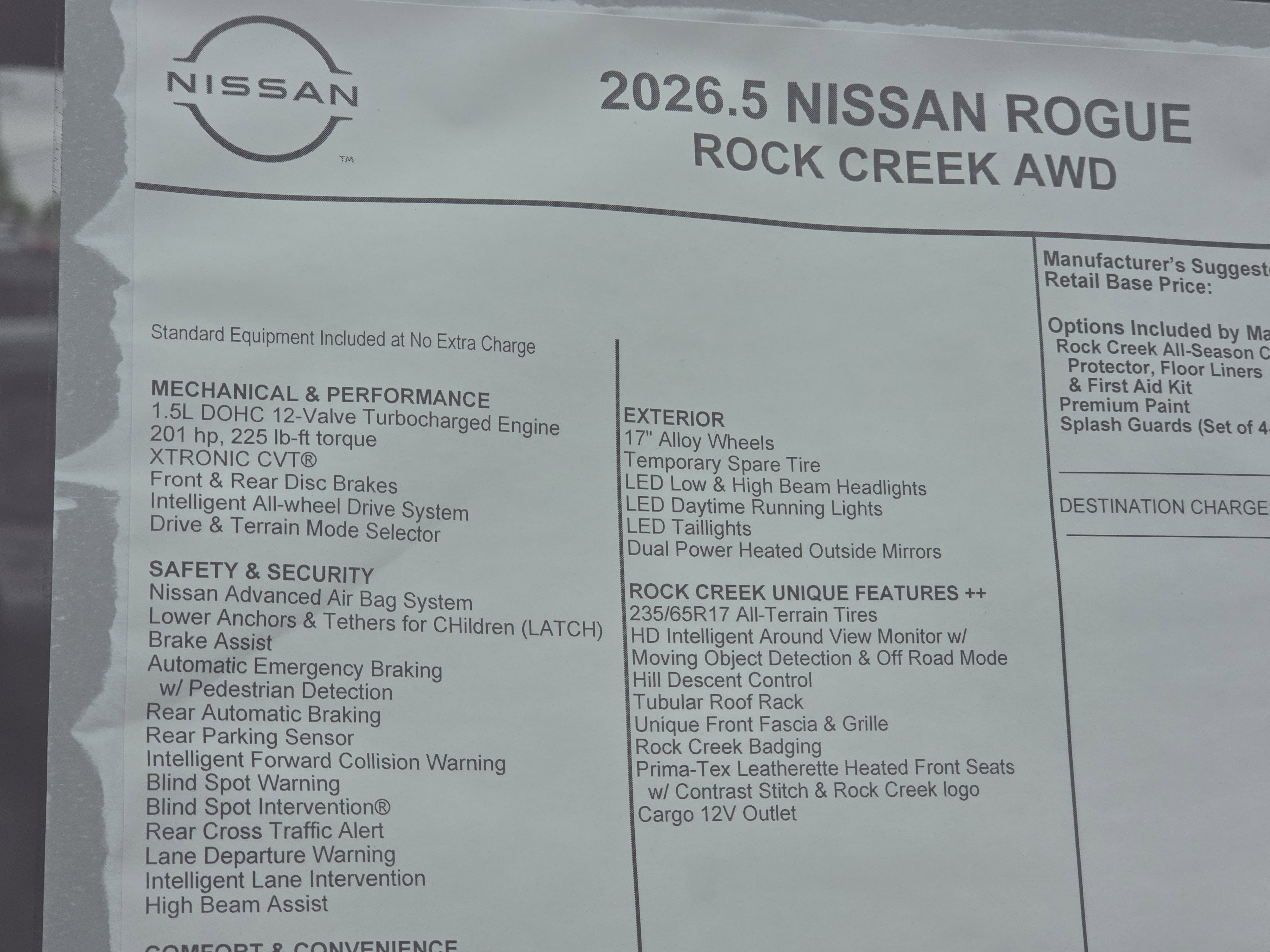 2026 Nissan Rogue Rock Creek