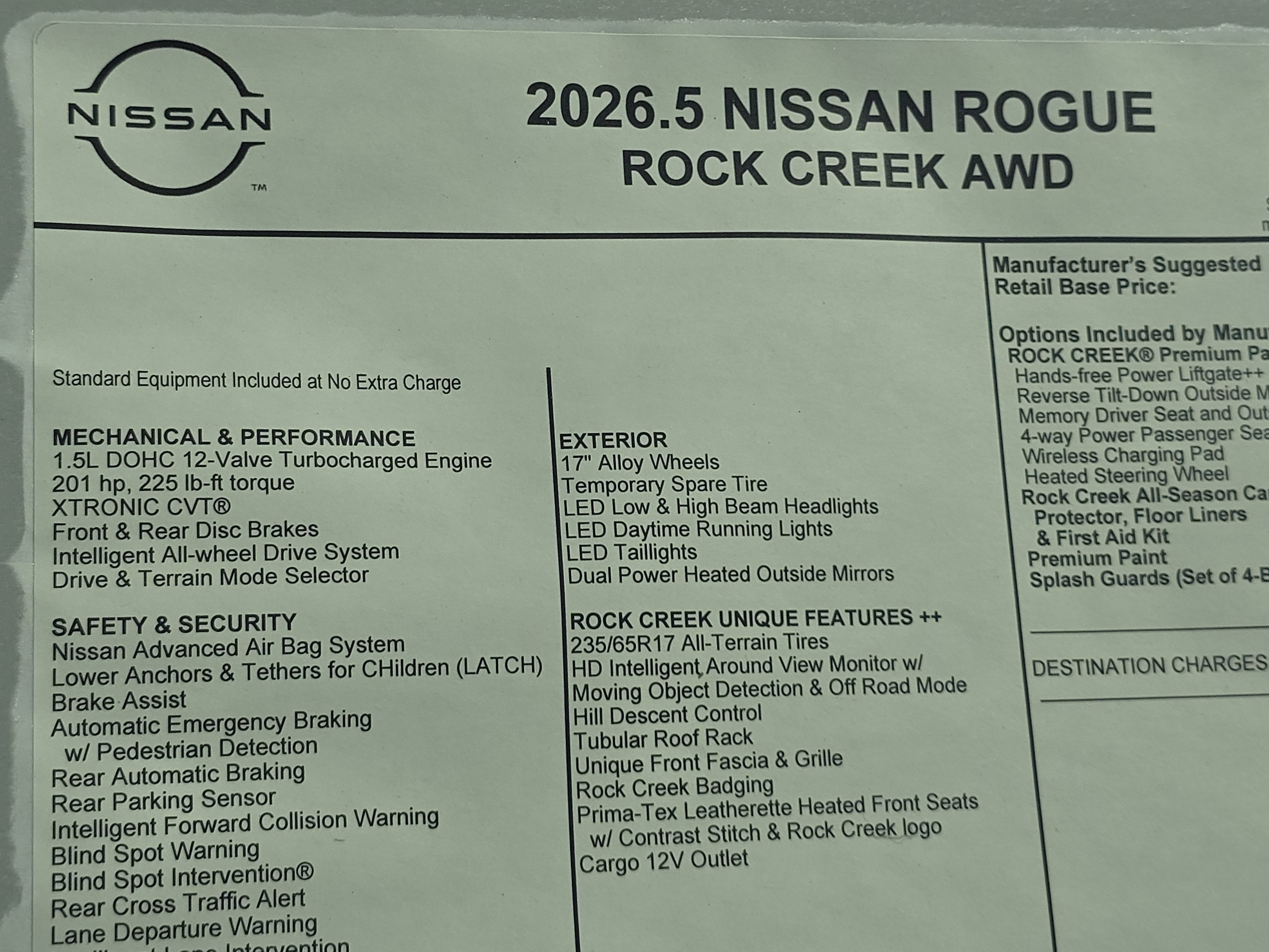2026 Nissan Rogue Rock Creek