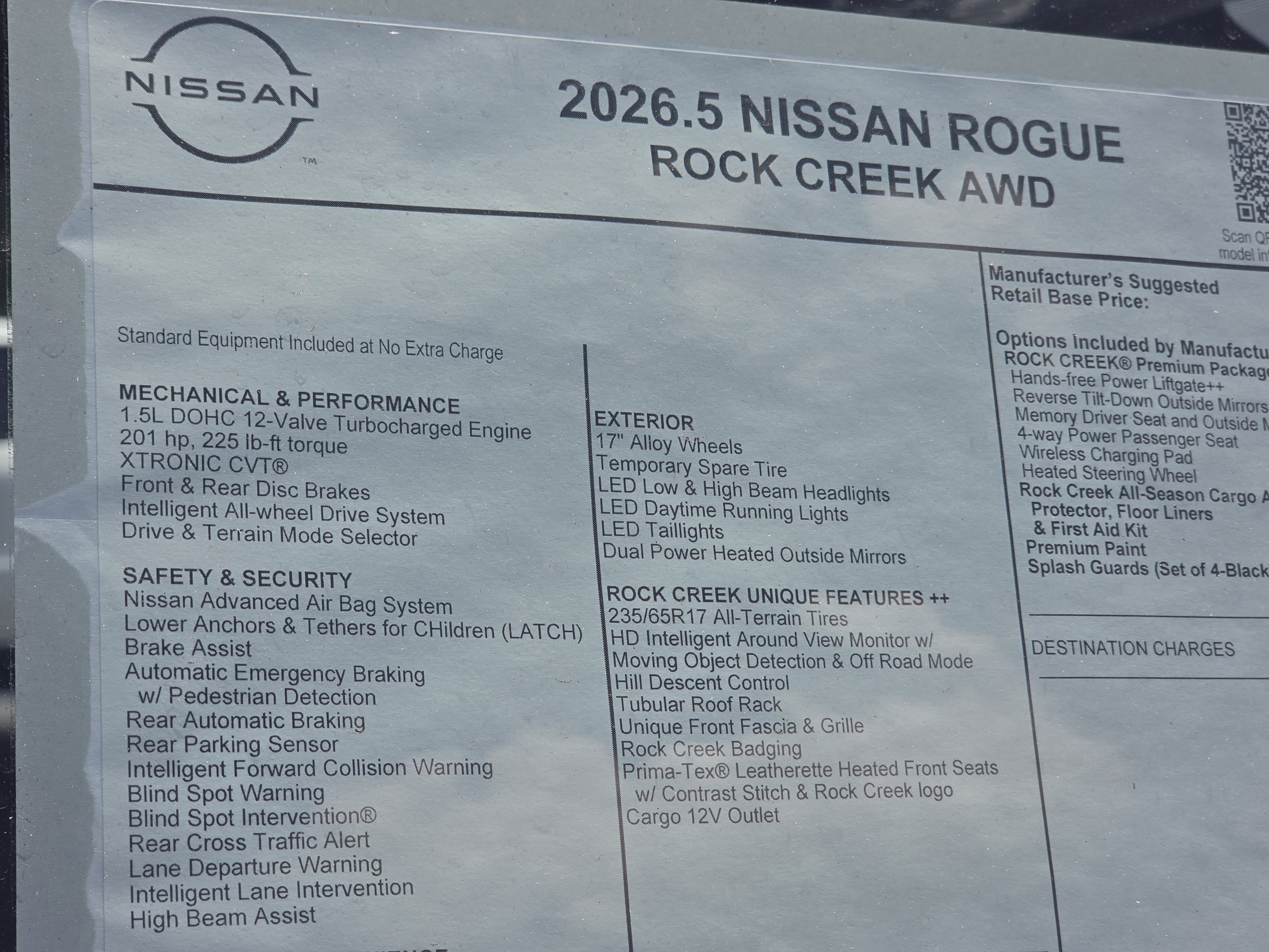 2026 Nissan Rogue Rock Creek