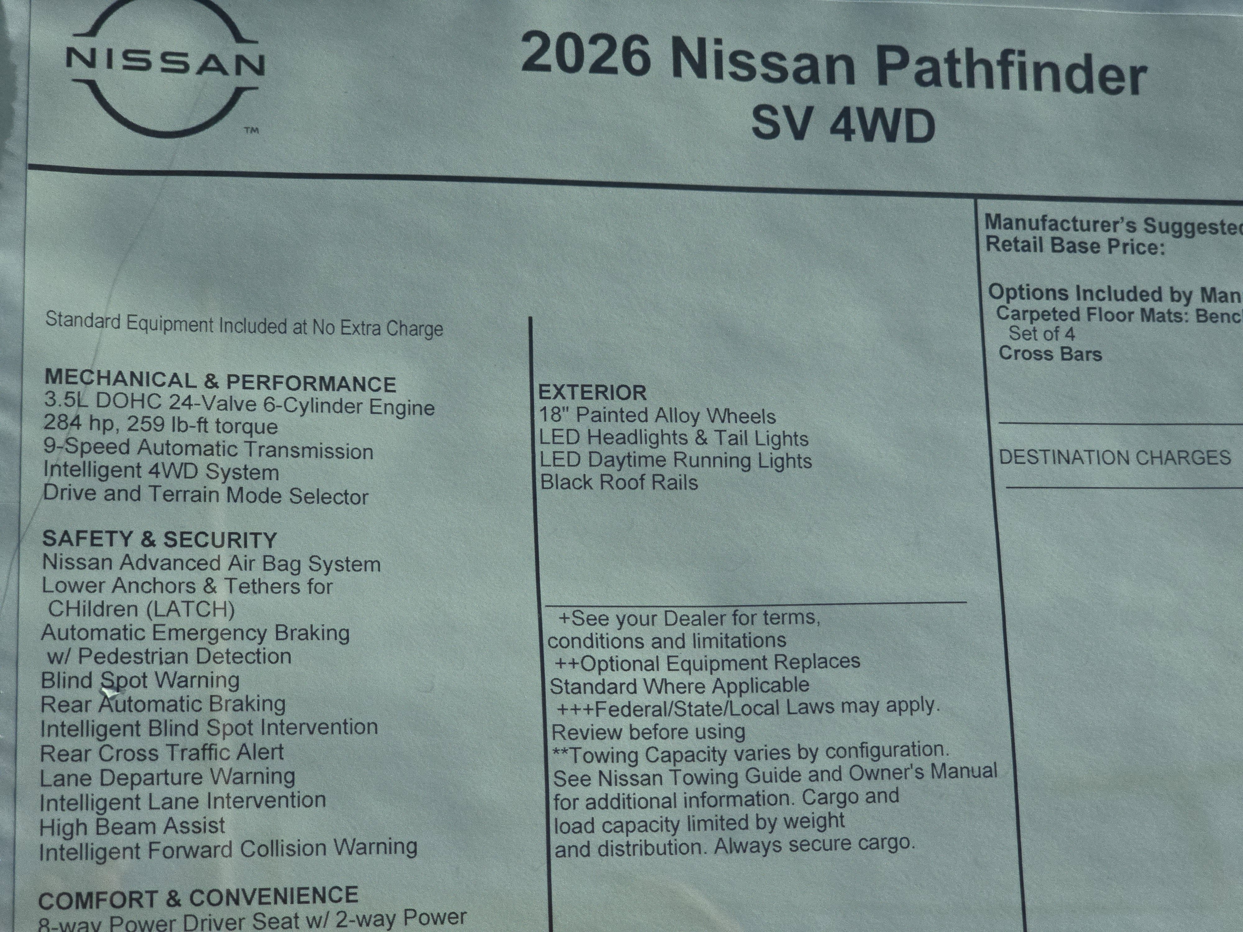 2026 Nissan Pathfinder SV