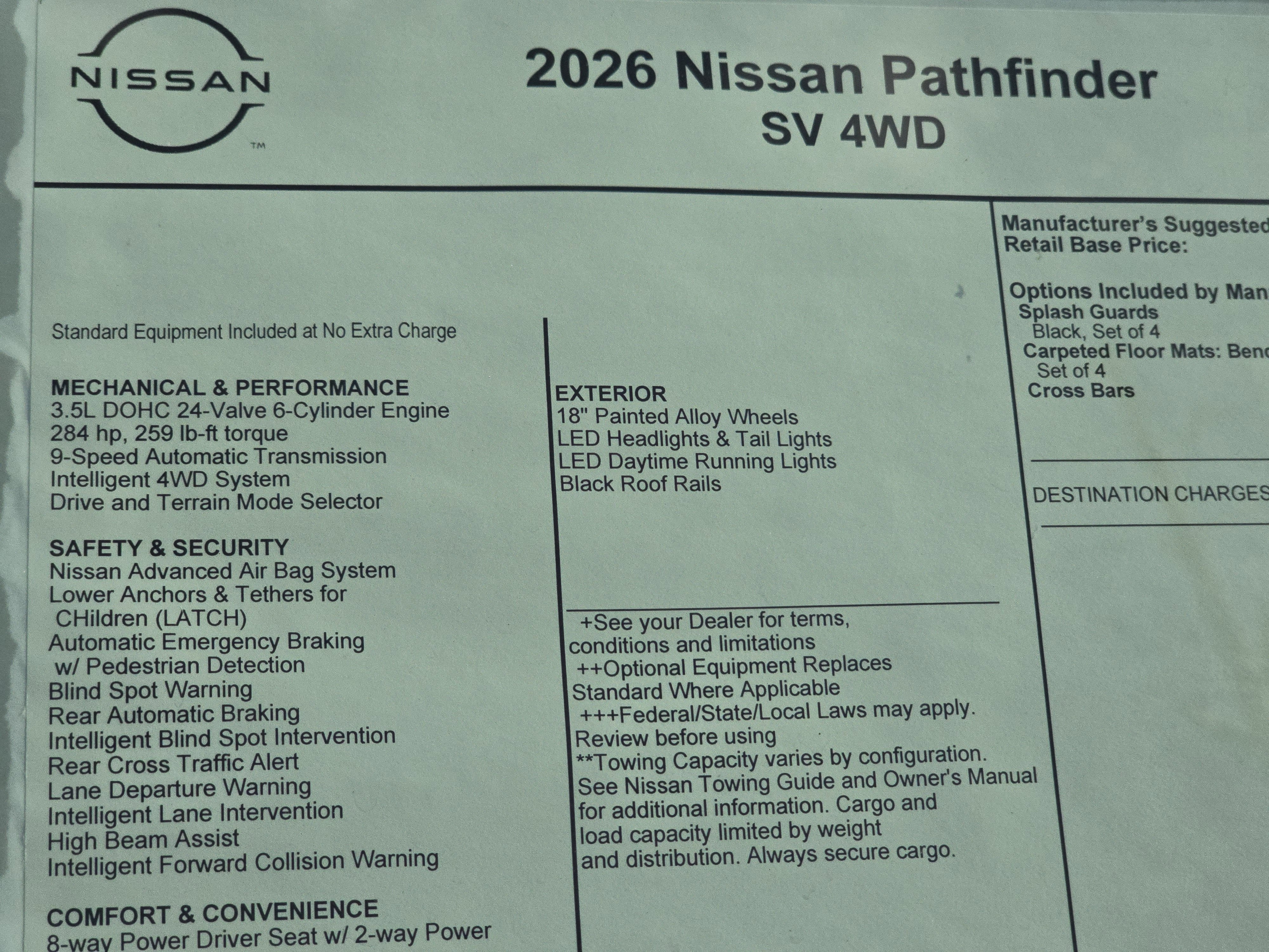 2026 Nissan Pathfinder SV