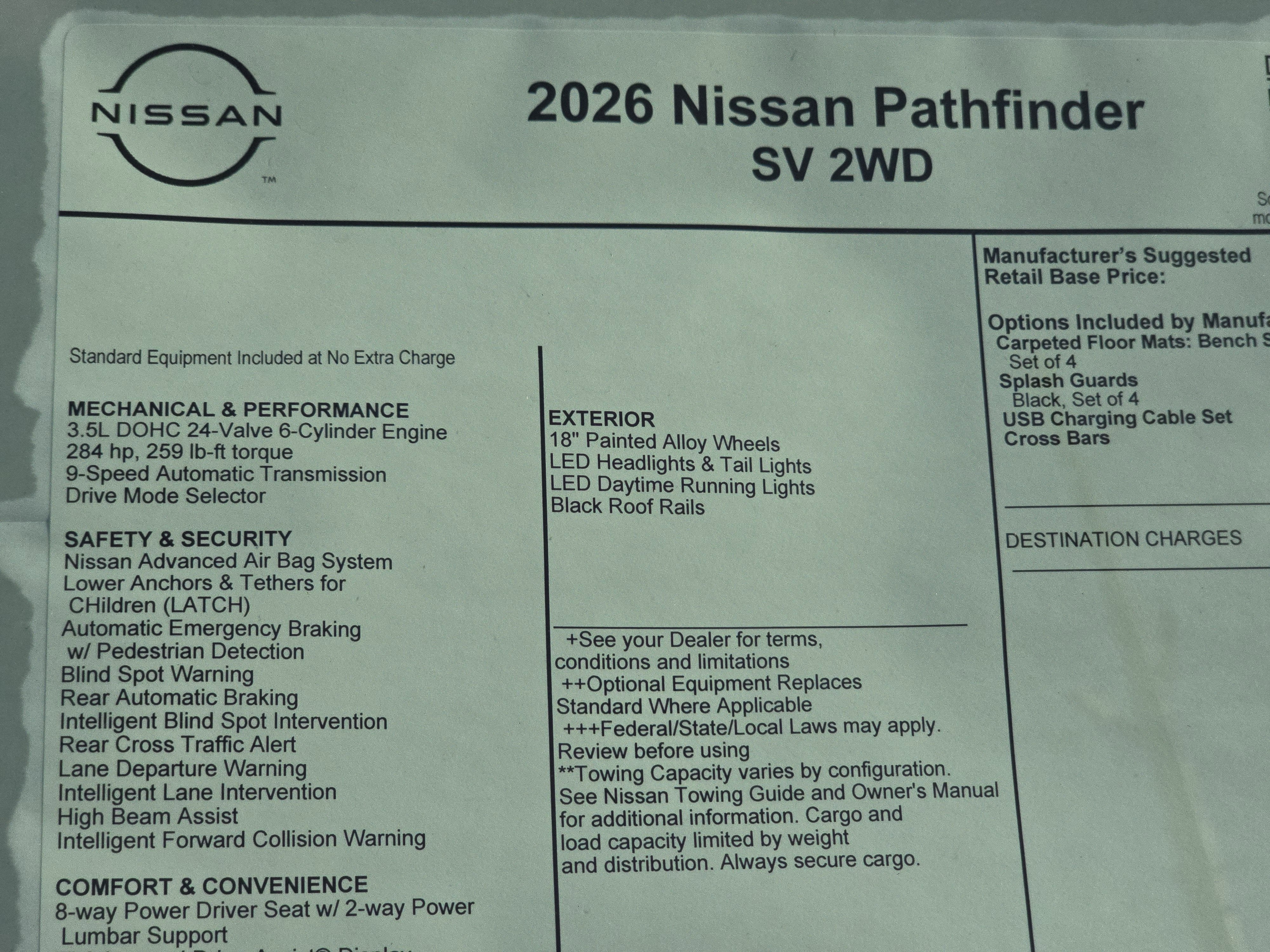 2026 Nissan Pathfinder SV