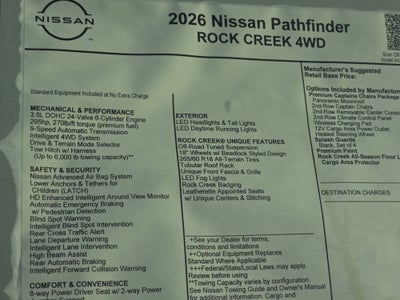 2026 Nissan Pathfinder Rock Creek
