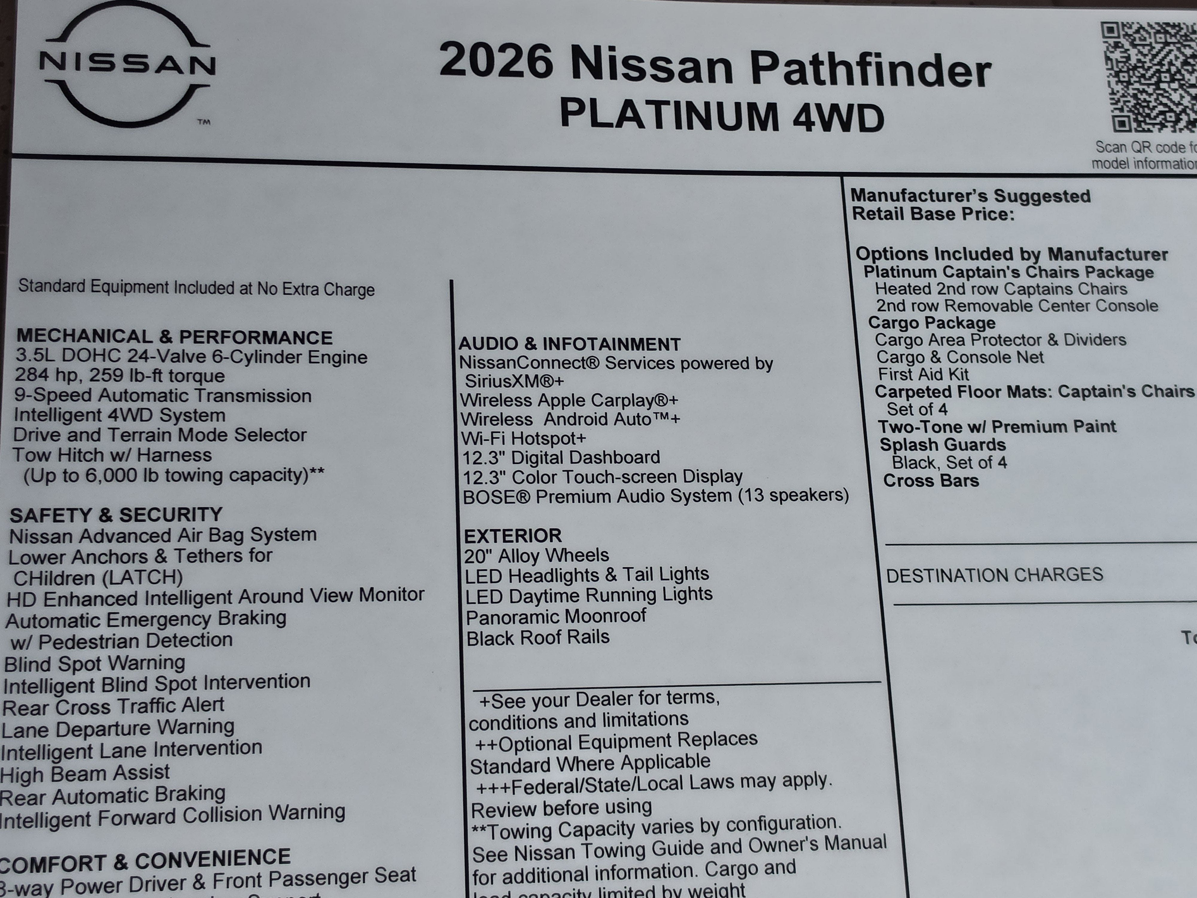 2026 Nissan Pathfinder Platinum