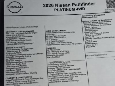 2026 Nissan Pathfinder Platinum
