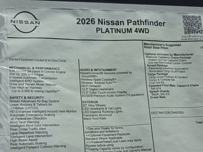 2026 Nissan Pathfinder Platinum