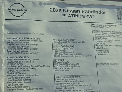 2026 Nissan Pathfinder Platinum