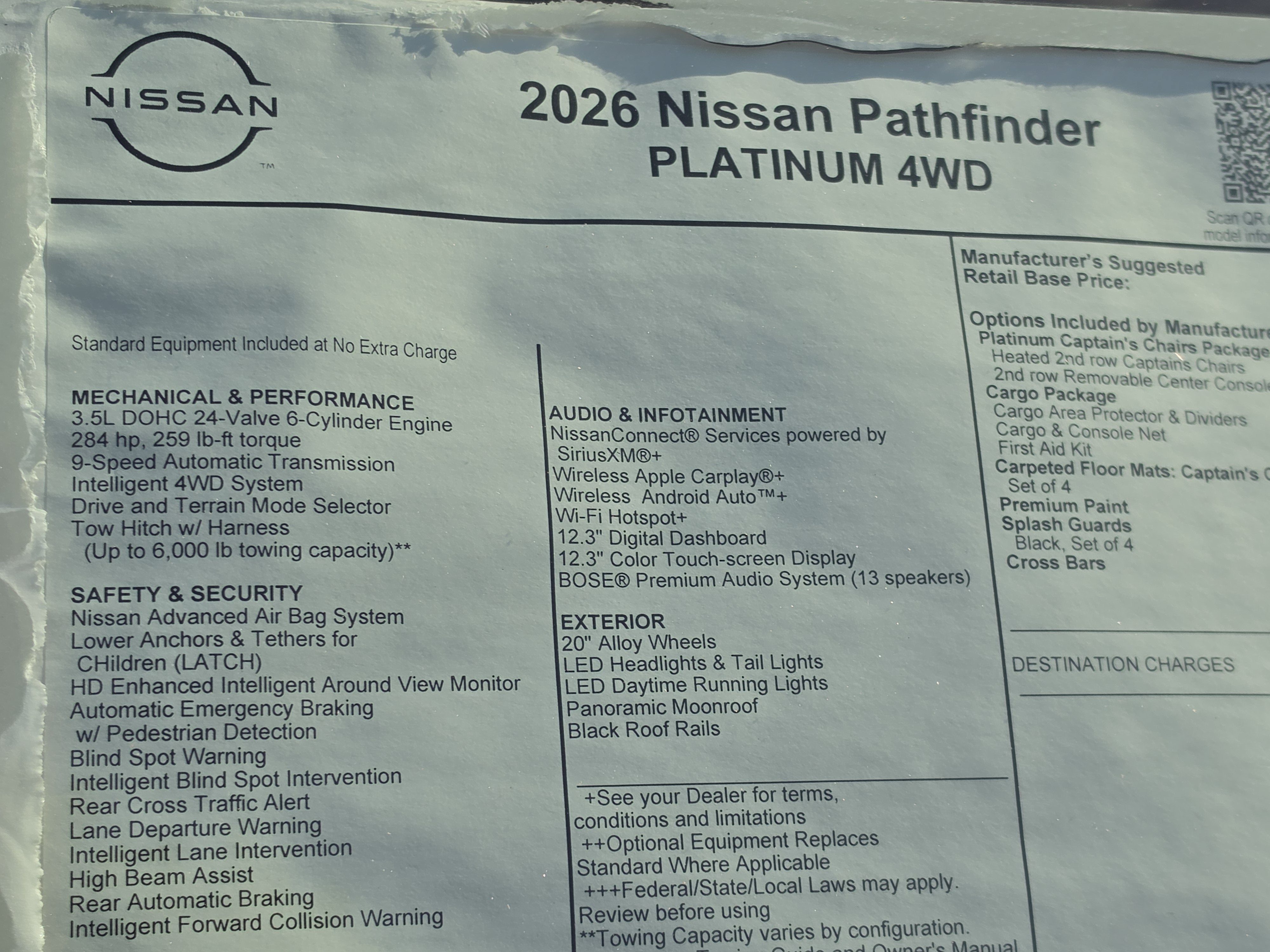 2026 Nissan Pathfinder Platinum