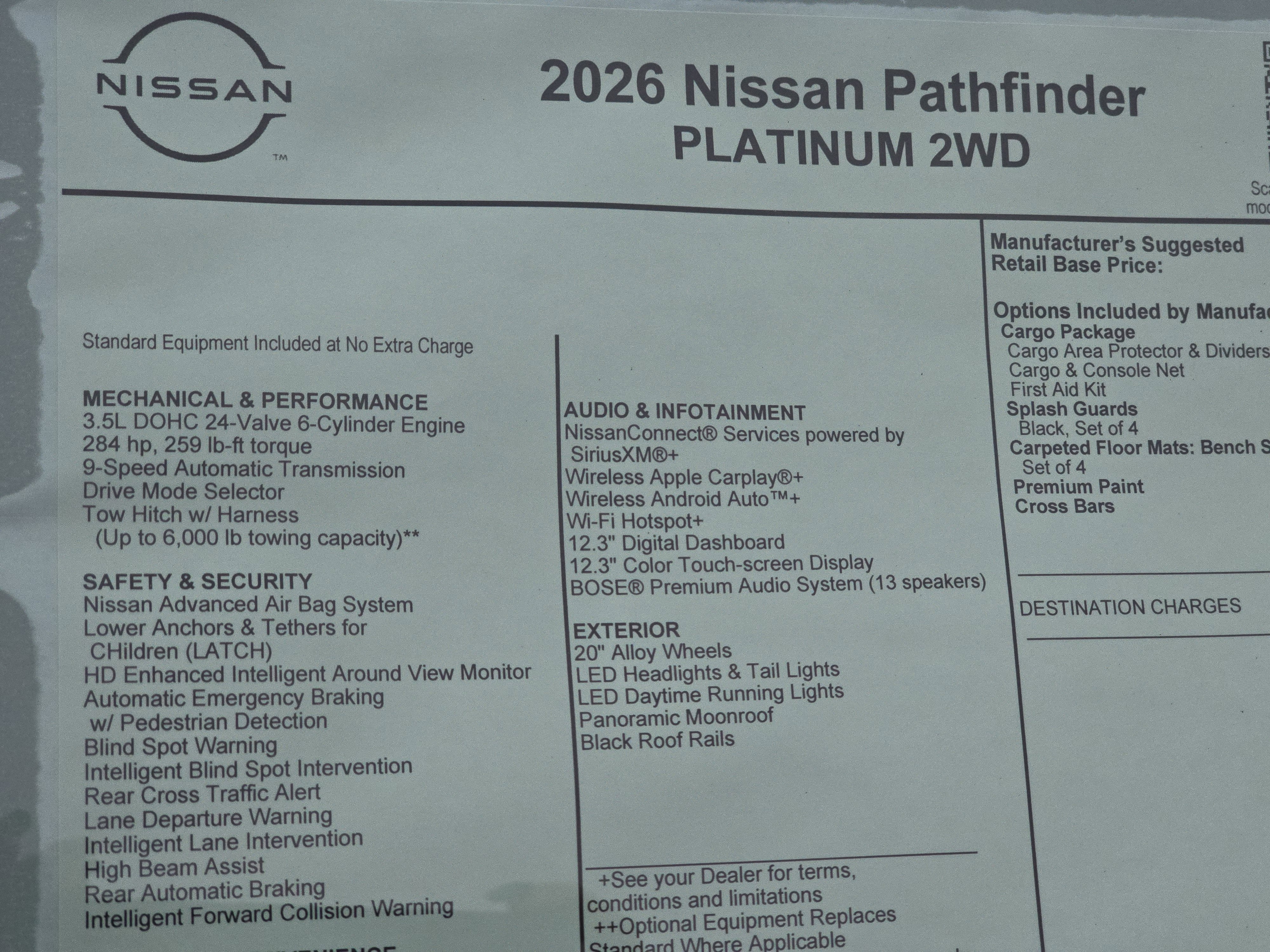 2026 Nissan Pathfinder Platinum
