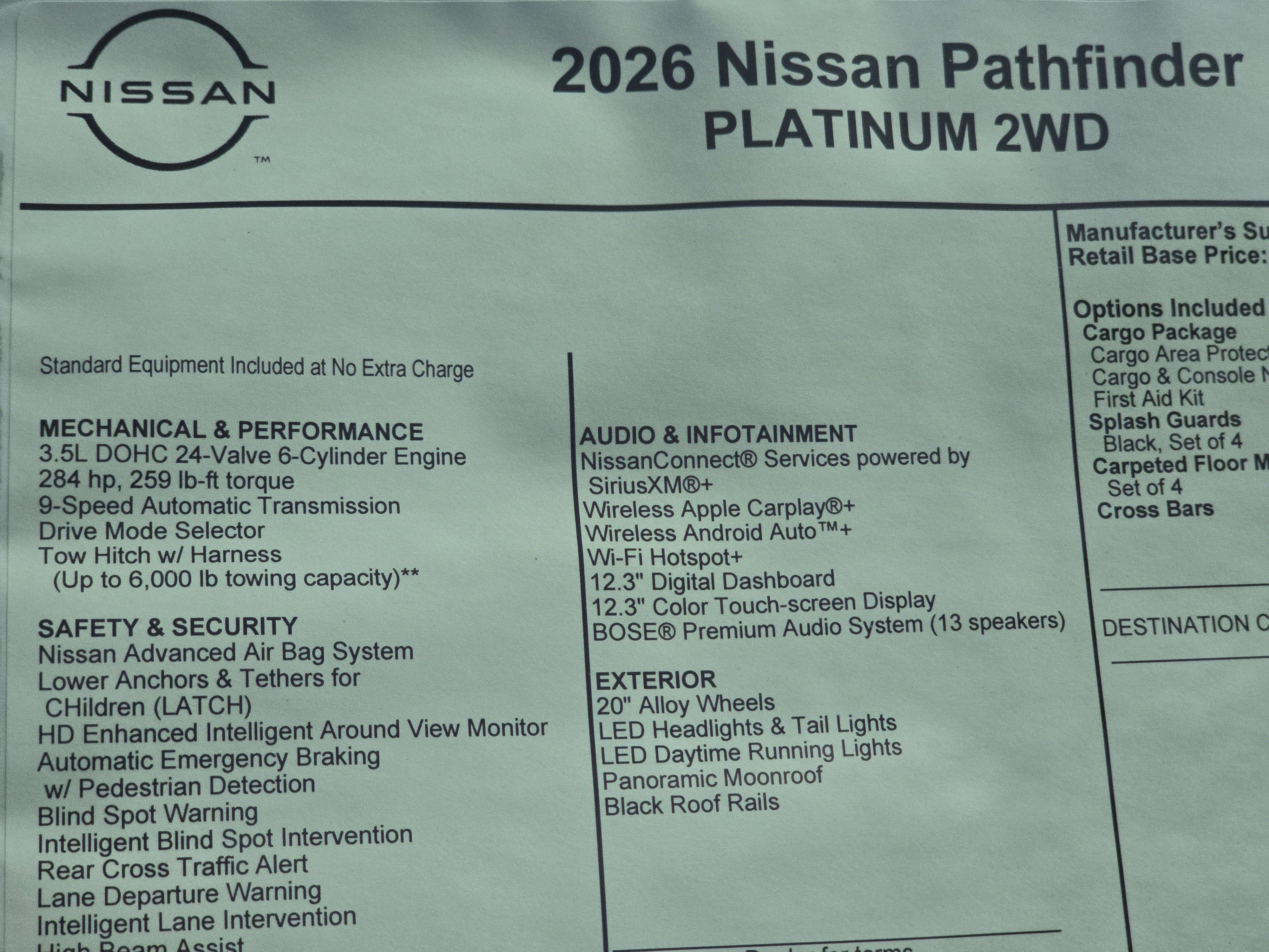 2026 Nissan Pathfinder Platinum
