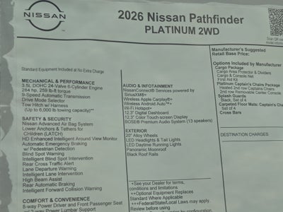 2026 Nissan Pathfinder Platinum