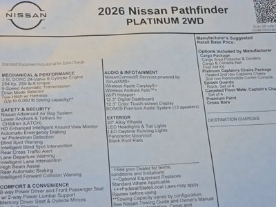 2026 Nissan Pathfinder Platinum