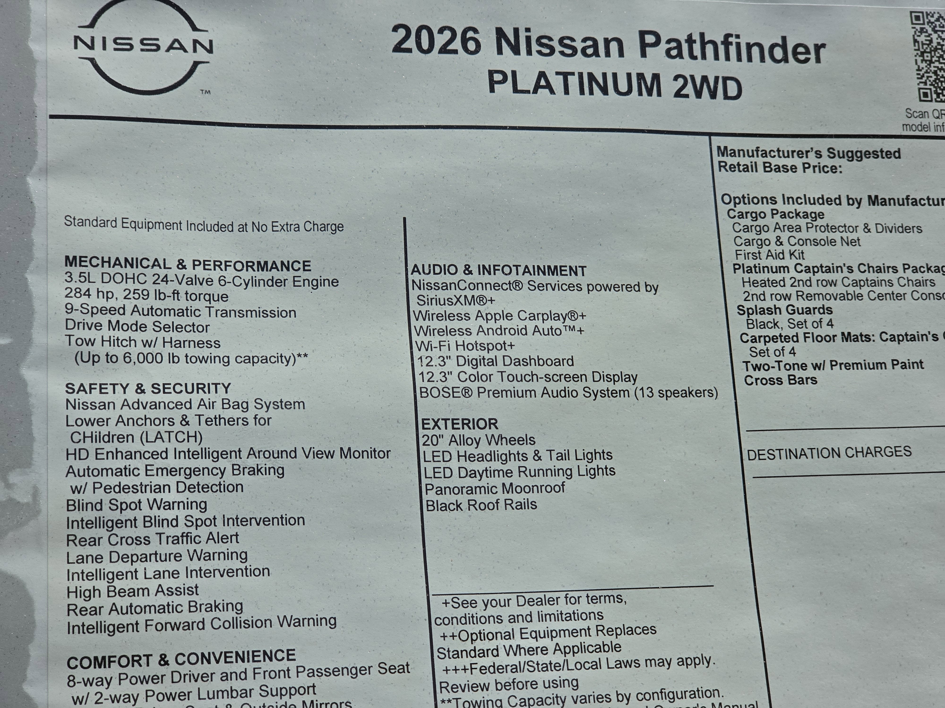 2026 Nissan Pathfinder Platinum