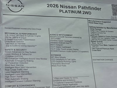 2026 Nissan Pathfinder Platinum