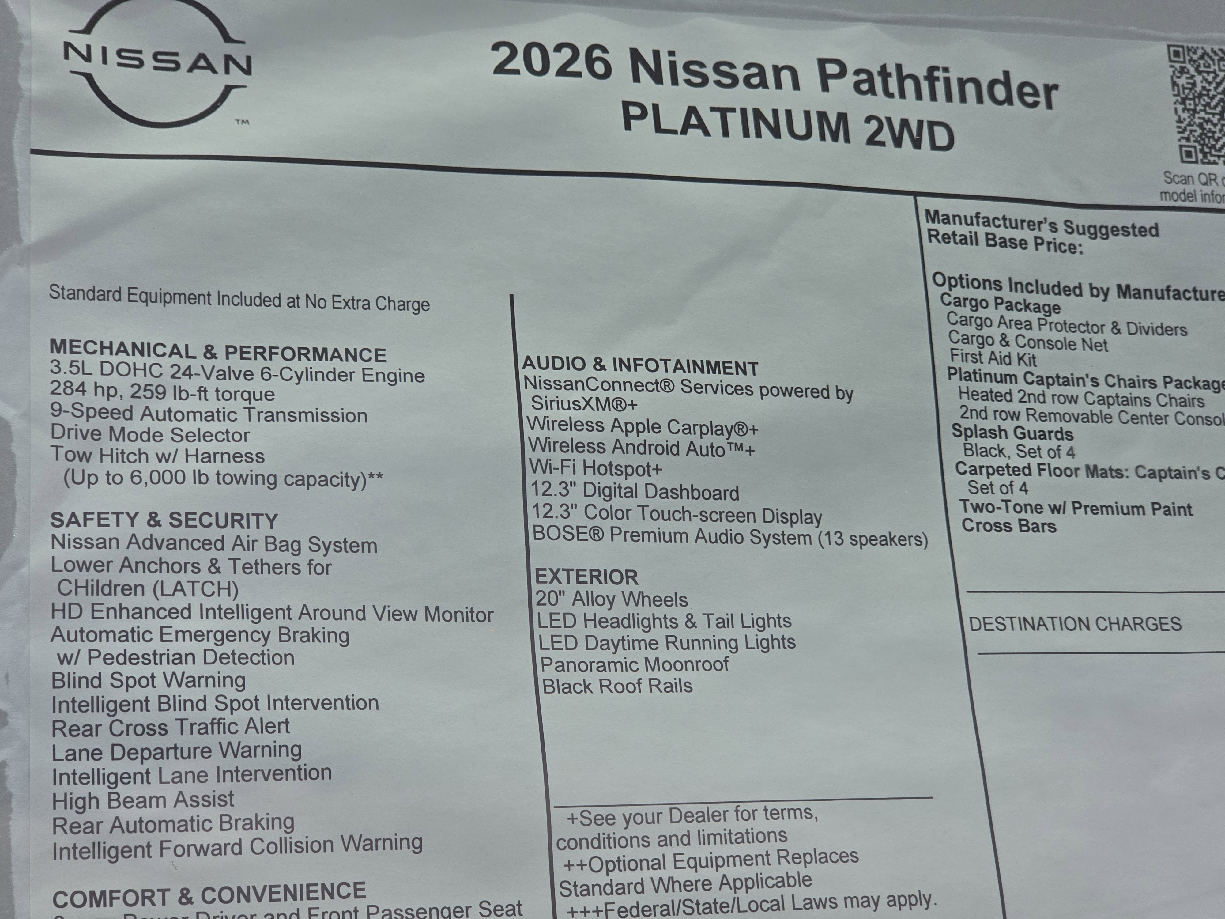 2026 Nissan Pathfinder Platinum