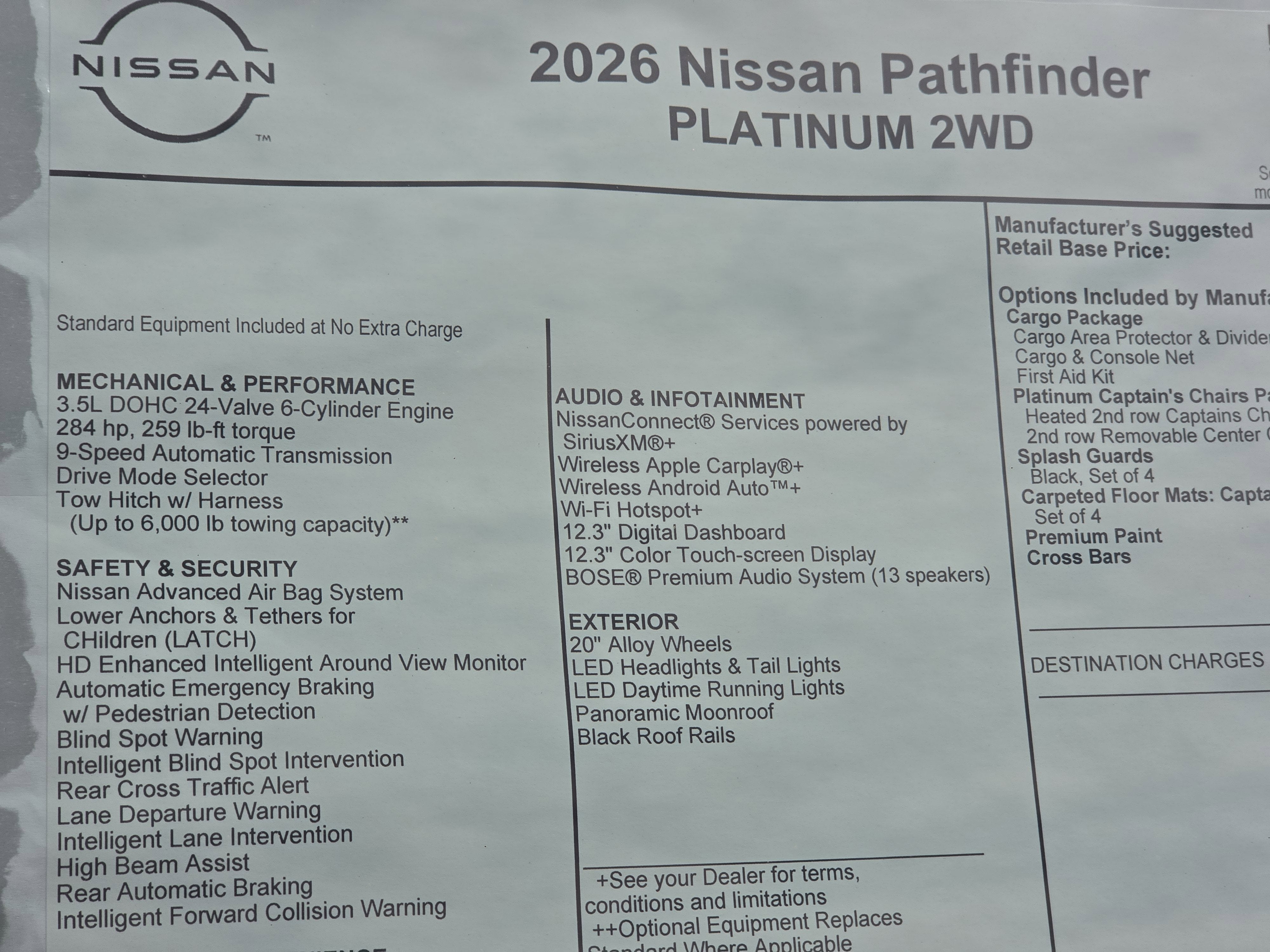 2026 Nissan Pathfinder Platinum
