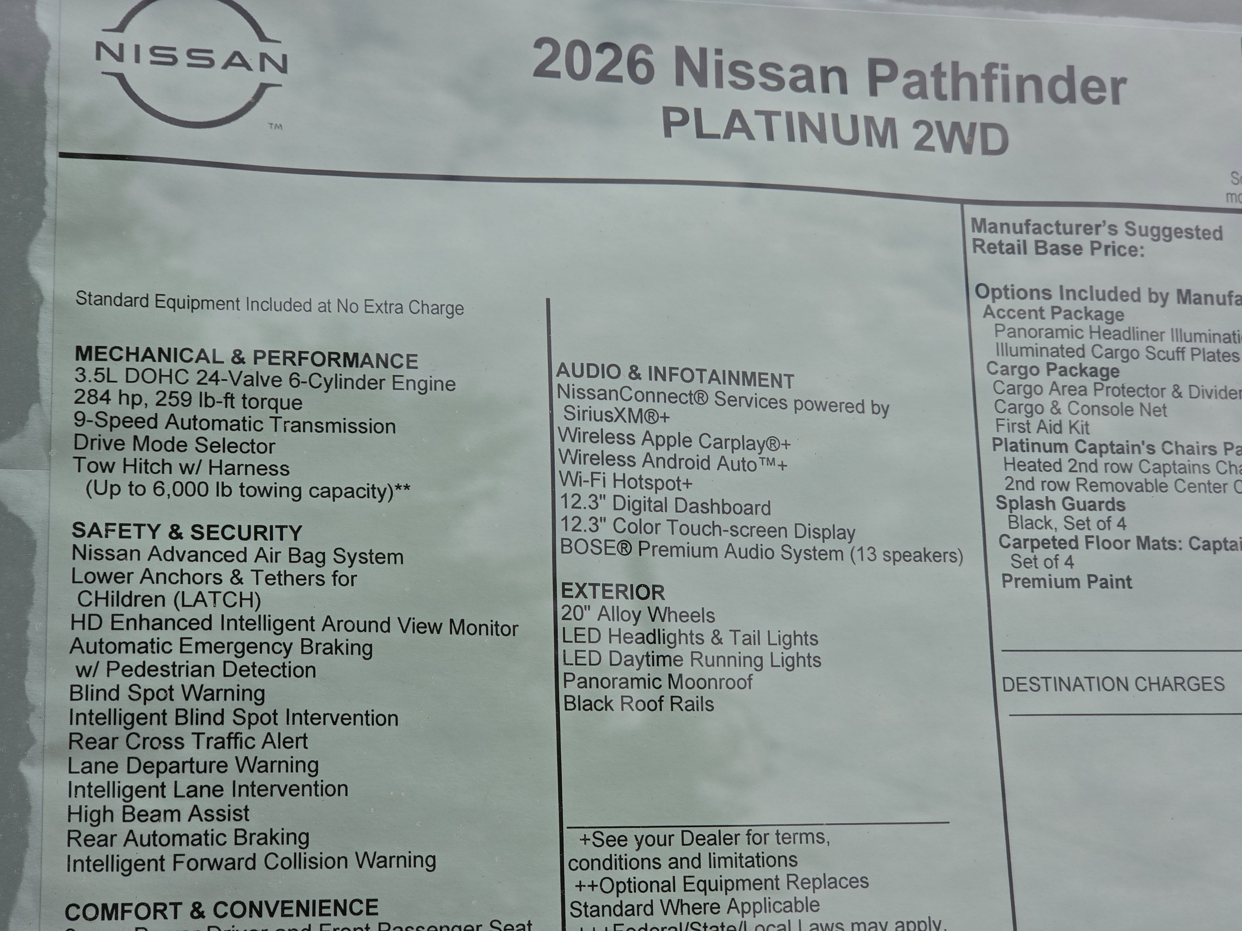 2026 Nissan Pathfinder Platinum