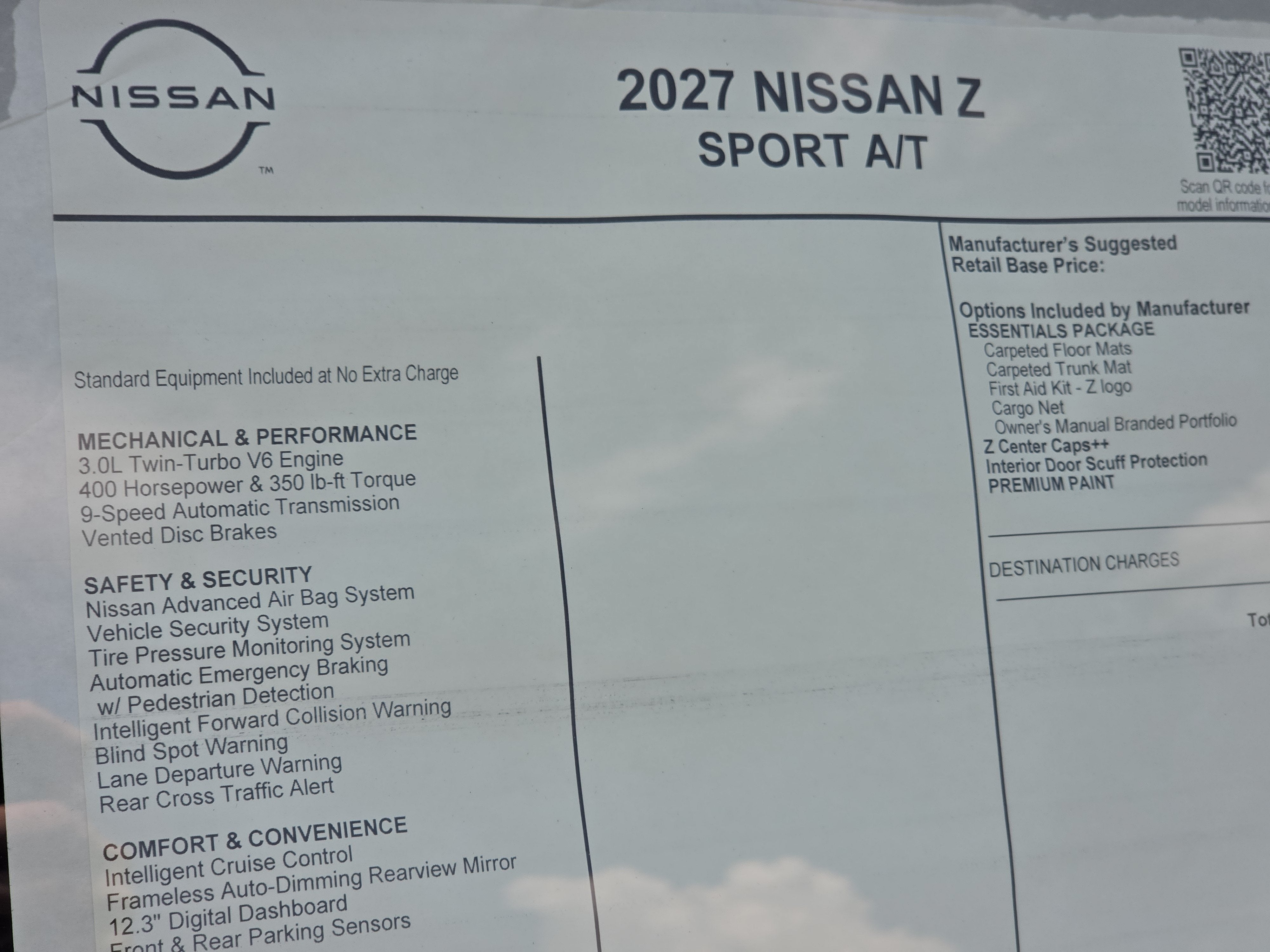 2027 Nissan Z Sport
