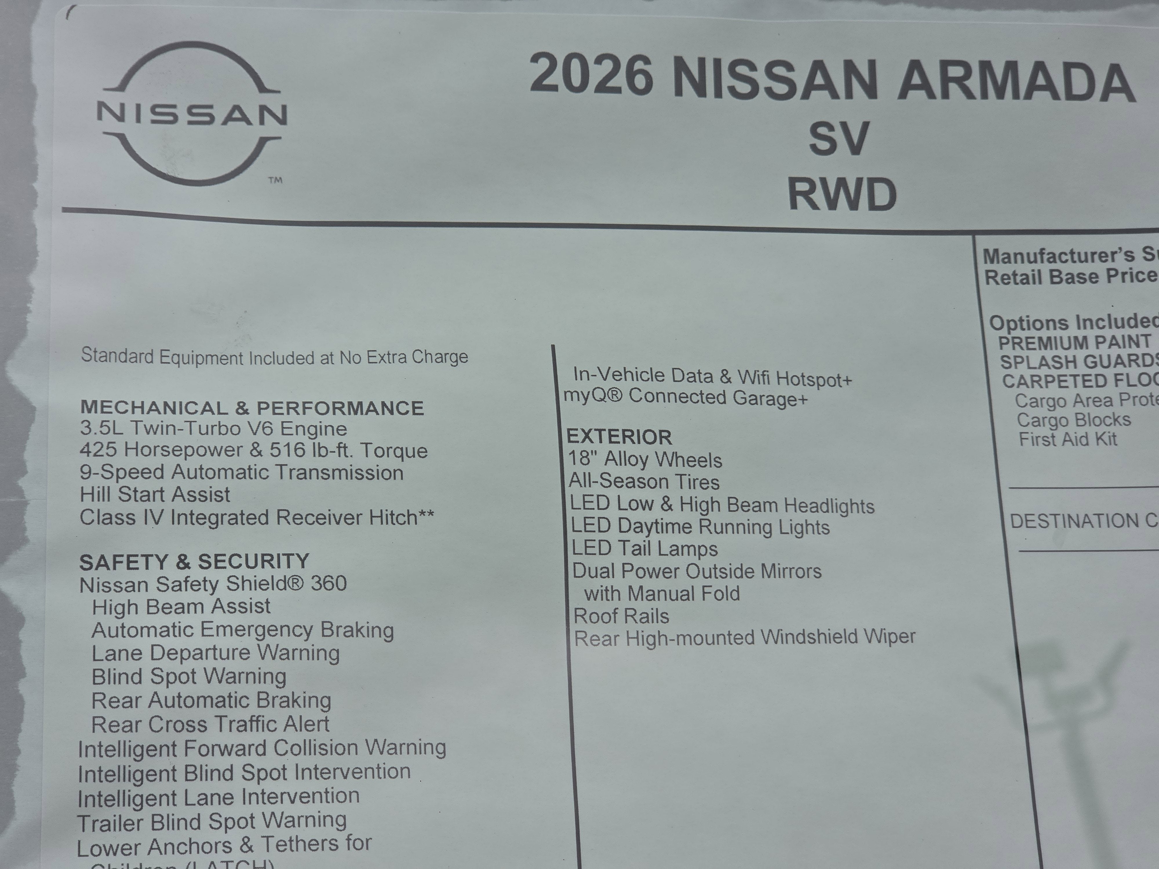 2026 Nissan Armada SV