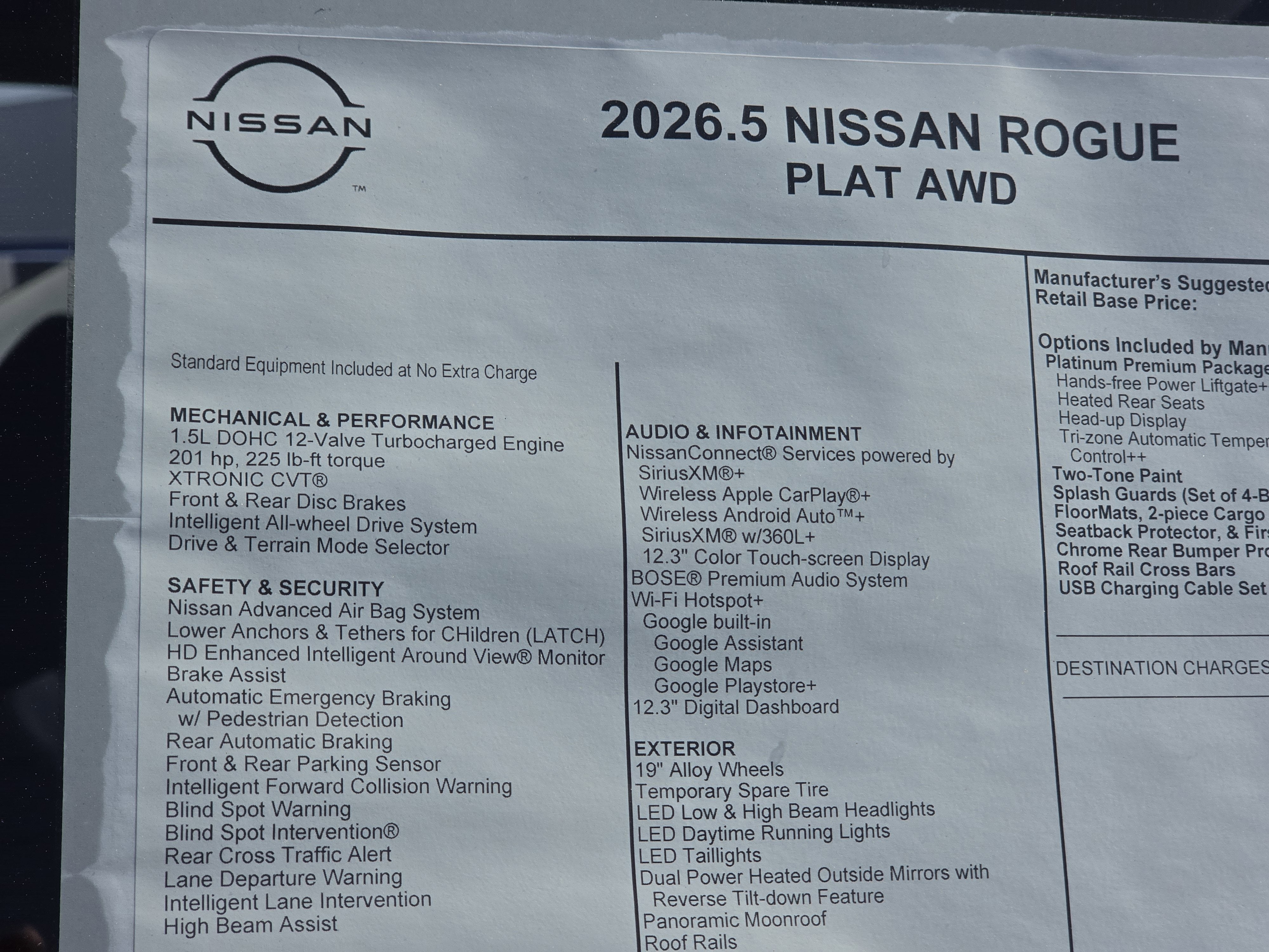2026 Nissan Rogue Platinum