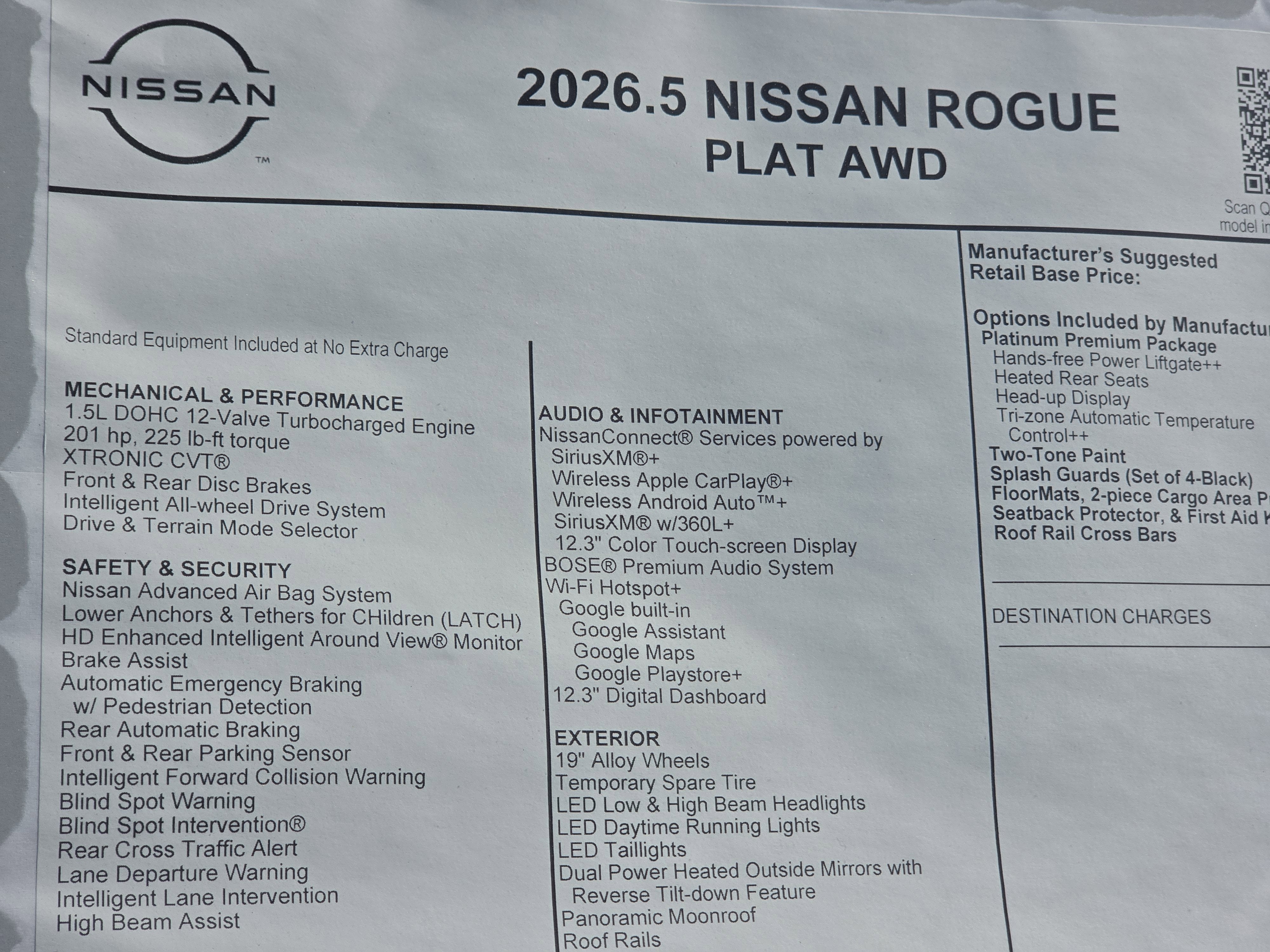 2026 Nissan Rogue Platinum