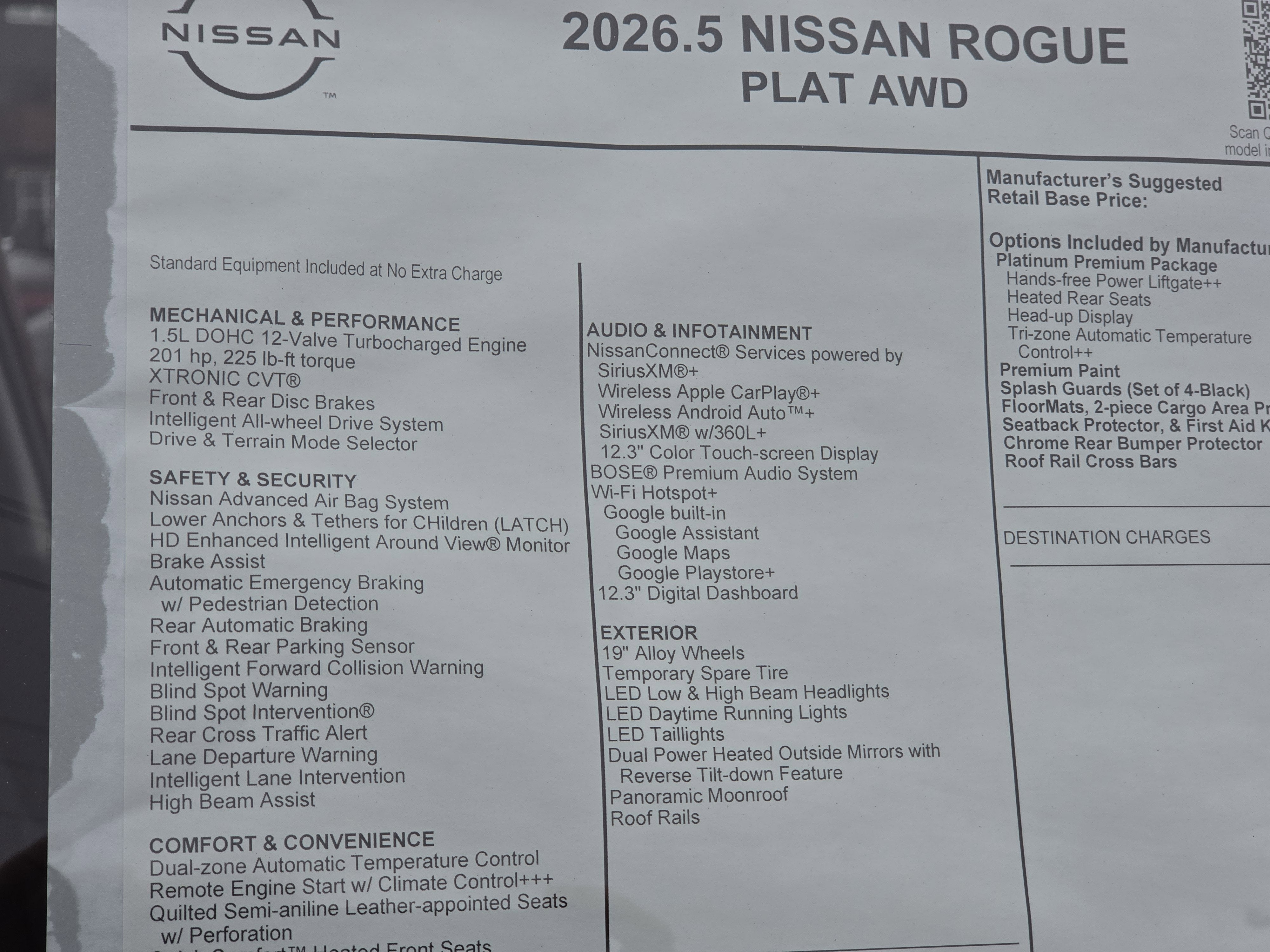 2026 Nissan Rogue Platinum