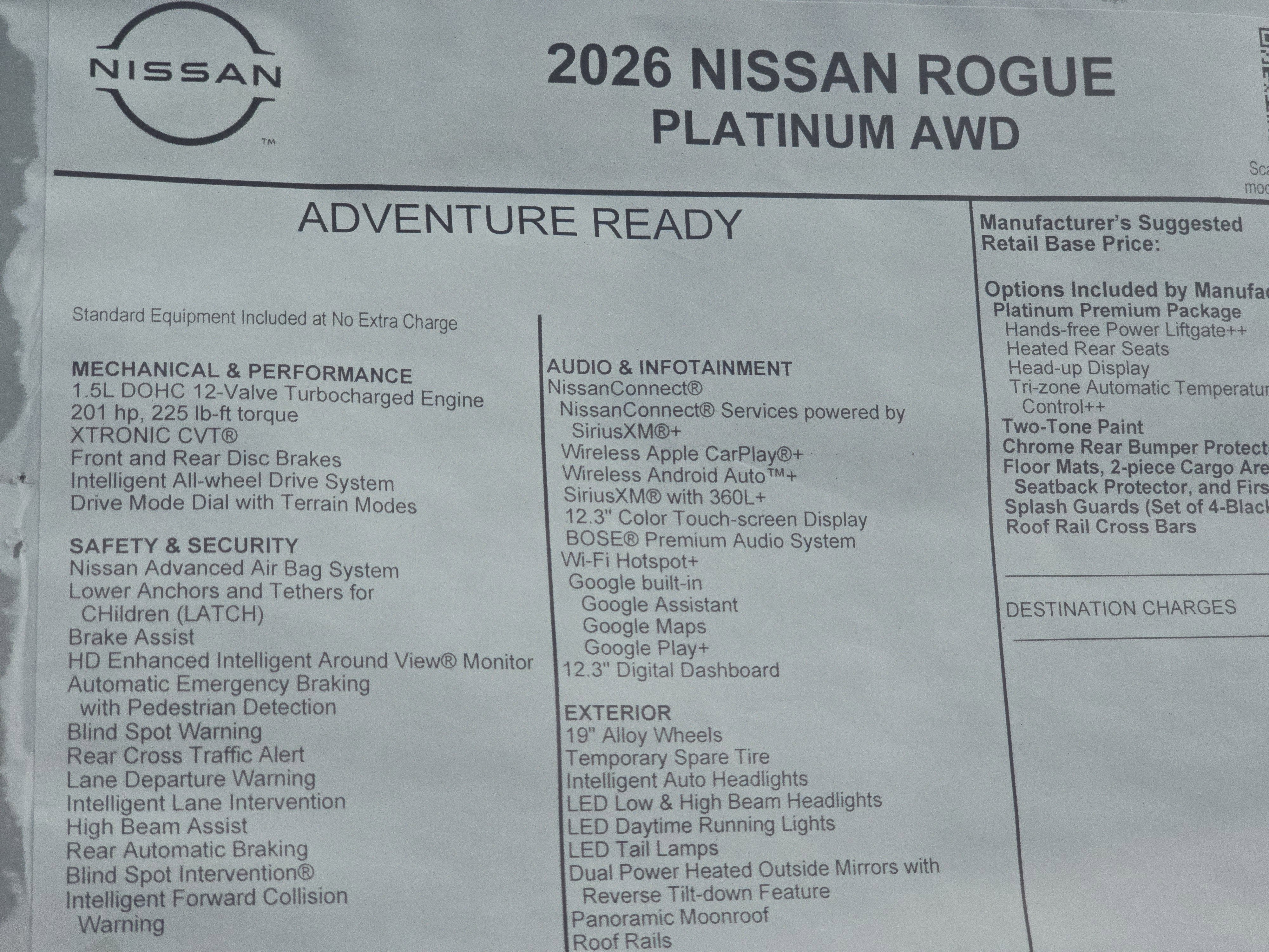 2026 Nissan Rogue Platinum